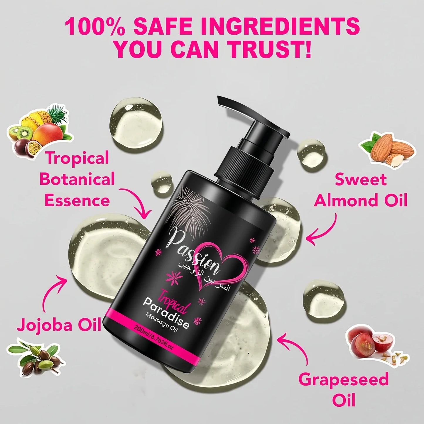 Paradise Massage Oil with Vitamins & Minerals - Nourish & Moisturize,body care massage oil Perfect for Couple Massage 200ml