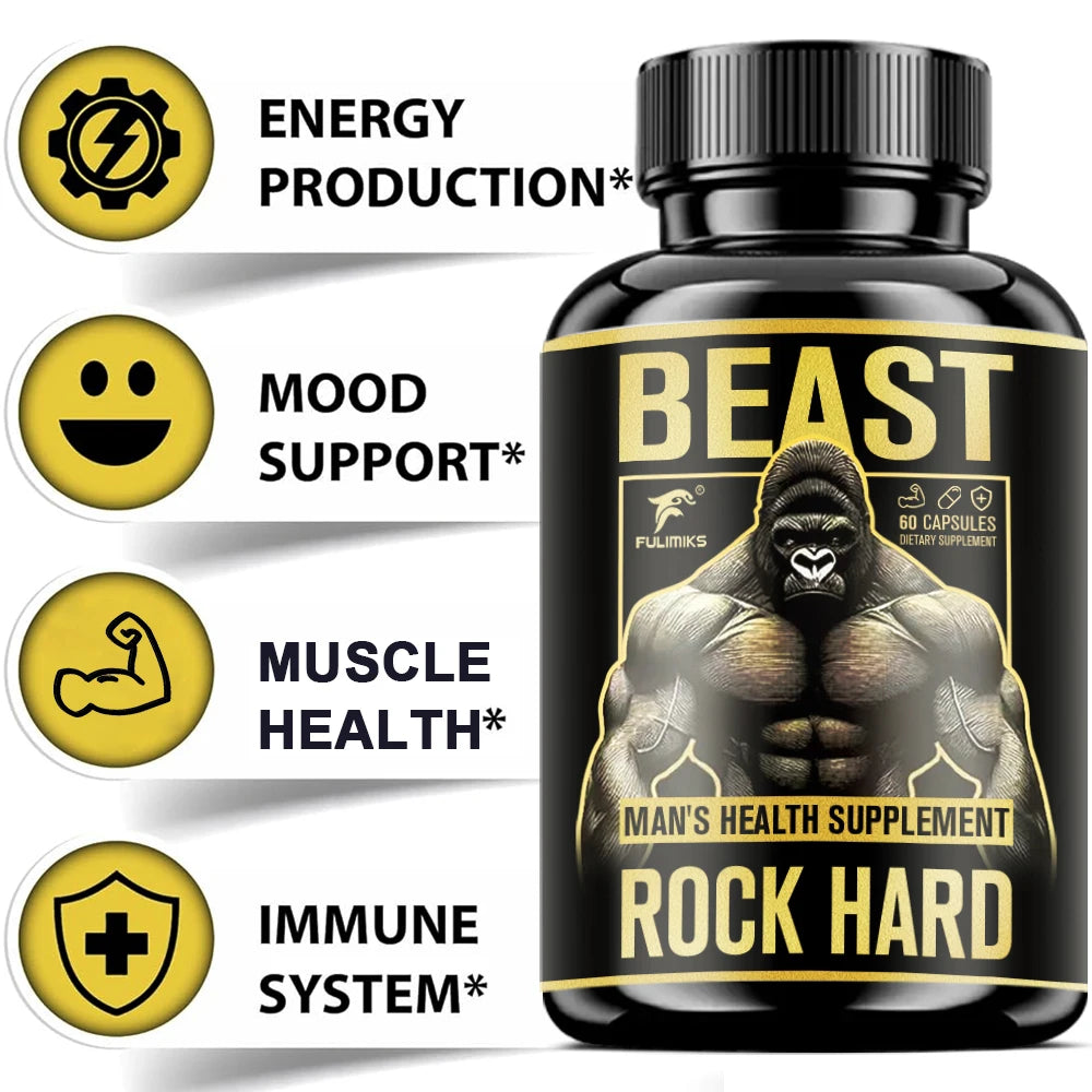 Extra Strength Men's Supplement, Rock Hard, for Energy, Stamina, Strength Booster, Support Muscle Health