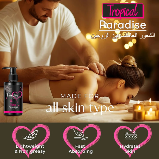 Paradise Massage Oil with Vitamins & Minerals - Nourish & Moisturize，body care massage oil Perfect for Couple Massage 200ml