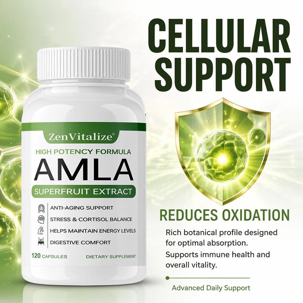 Organic Amla Capsules 1000mg, Antioxidant, Daily Immune, Rejuvenation, Digestive  & Heart Wellness Support, Vegan