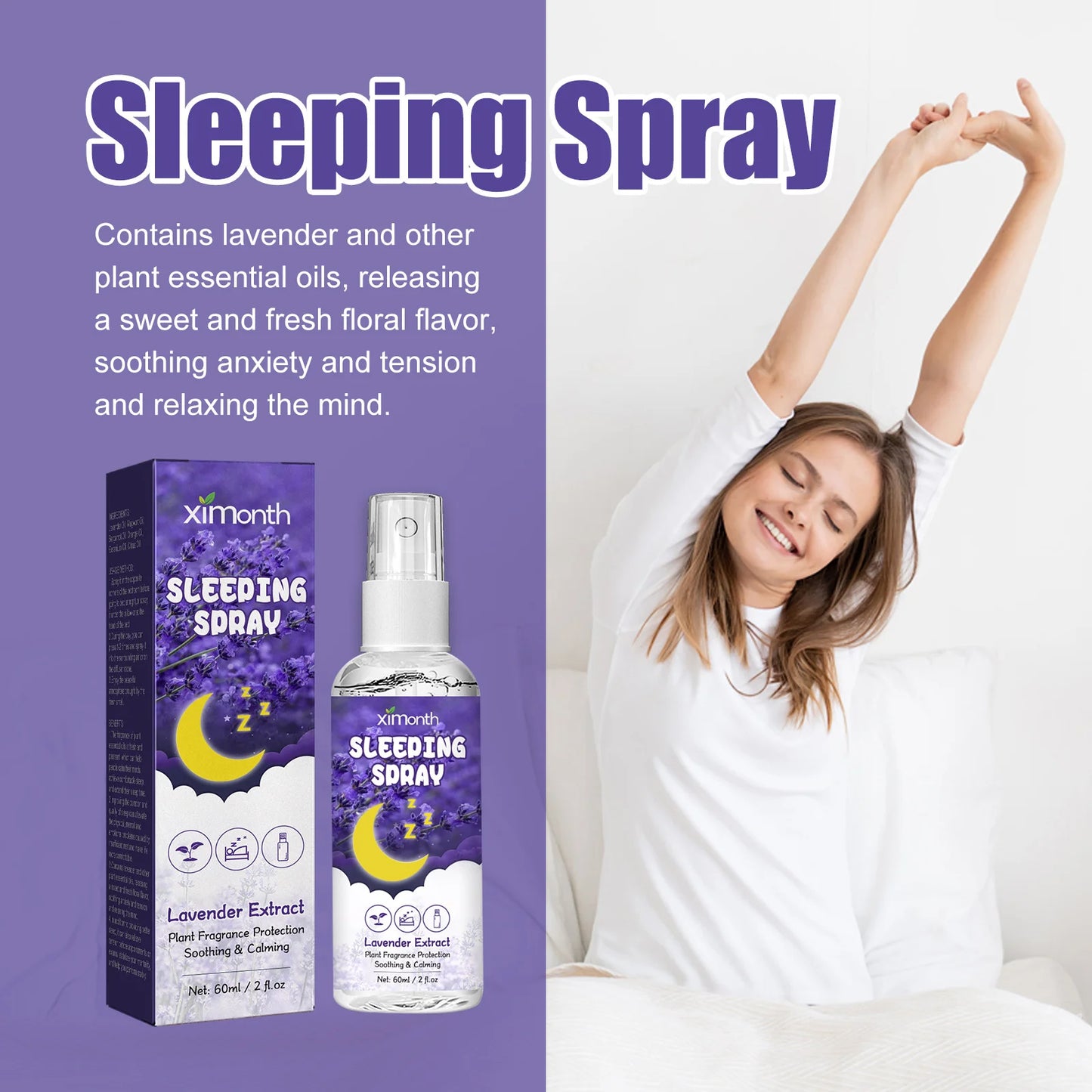 Sleep Spray Relieves Anxiety Relaxes Body & Mind Helps Improve Sleep Quality Relieves Anxiety&Helps People Fall Asleep